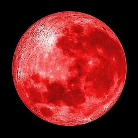 A 'blood moon' occurs when the Earth comes between the sun and the moon. The sunlight shining through the atmosphere of the Earth casts a red shadow on the moon, making it appear red.